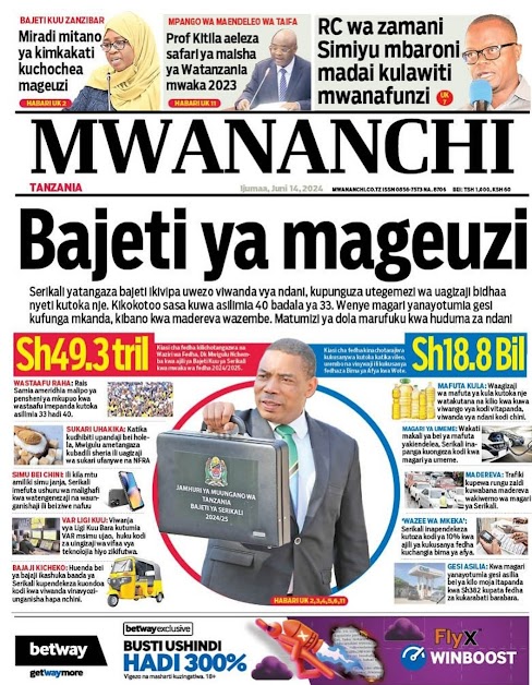 Magazeti ya leo ijumaa juni 14. 2024